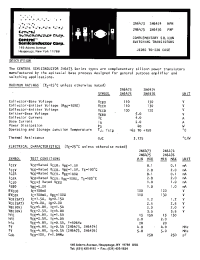 Datasheet 2N6476 manufacturer Central